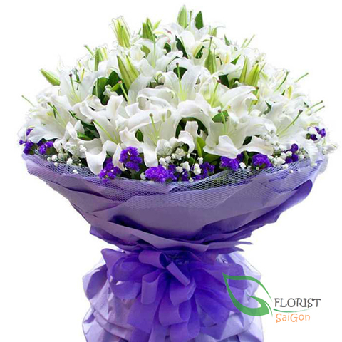 Saigon vip bouquet with white lily flowers